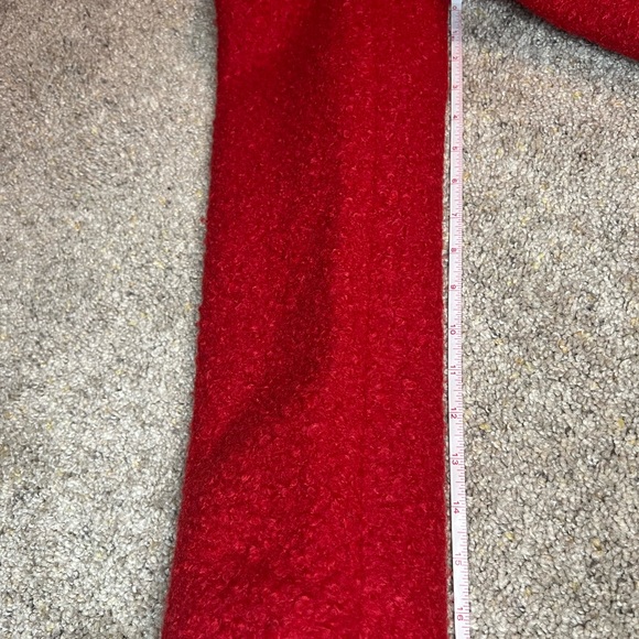 Ann Taylor Loft Boucle Funnel Neck Red Winter Coat Large - Picture 8 of 10